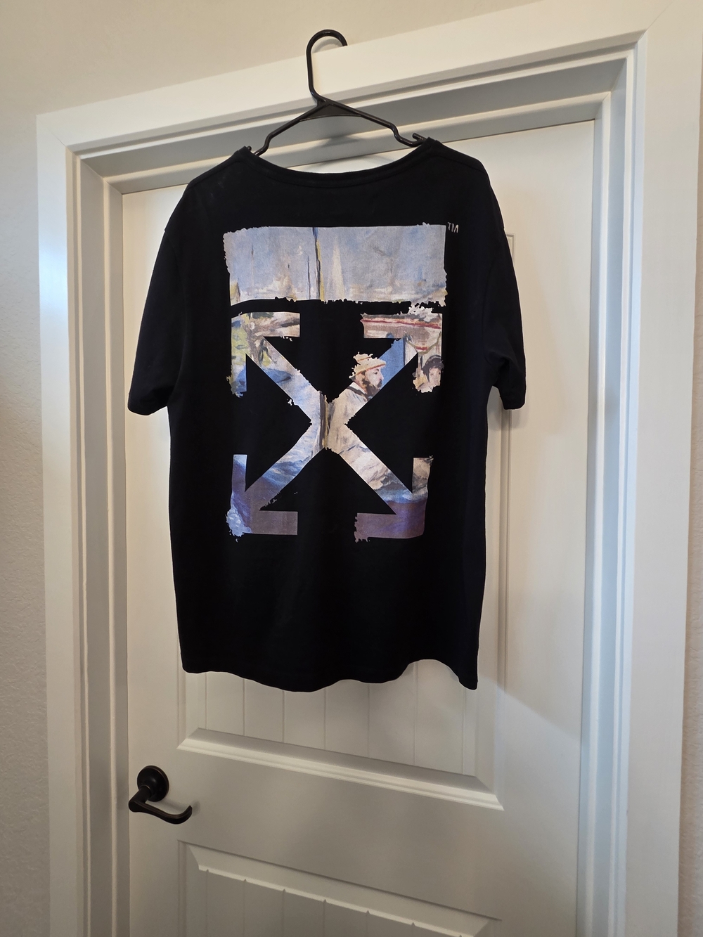 Off-White SS19 Edouard Manet Boat Studio Arrows Oversized T-Shirt- Medium- Black